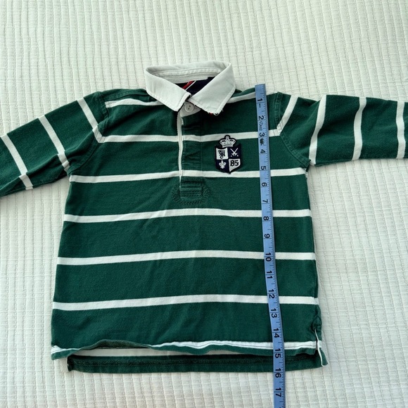 Tommy Hilfiger Green Striped Kids Polo Rugby Long Sleeve Shirt 100% Cotton 3T - Picture 9 of 9